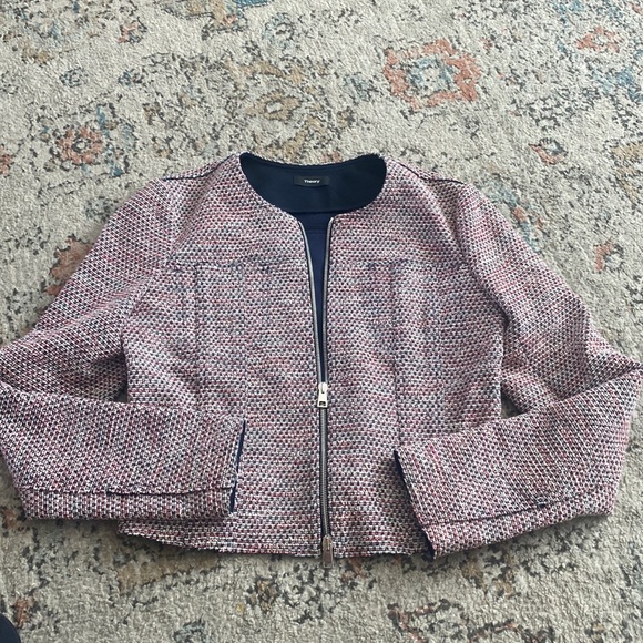 Theory-Ualana Z Beacon Tweed Zip-front Cropped Jacket 8 - Picture 3 of 12